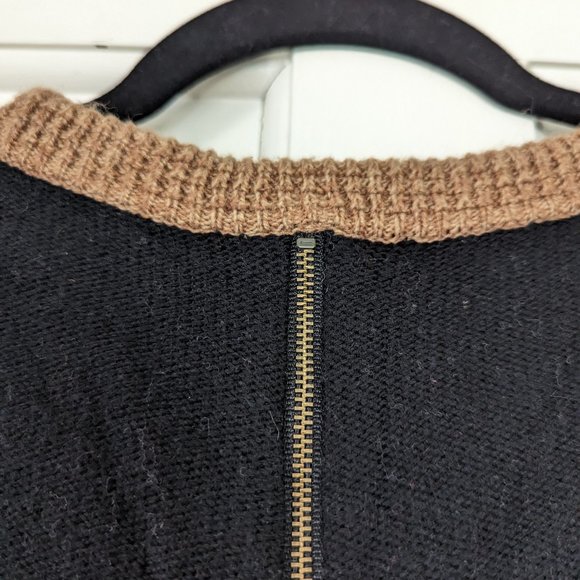 Madewell Colorblock Sweater with Zip-back Tan and Black Size L - Picture 6 of 15